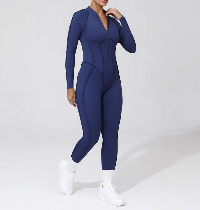 Women’s Zipper Gym Jumpsuit – Yoga & Fitness Bodysuit
