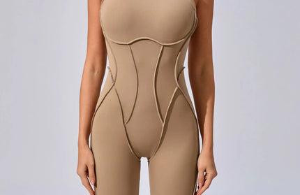 Seamless Yoga Jumpsuits Sports Fitness Splicing Hip-lifting One-Piece Hollow-out Beauty Back Gym Workout Bodysuits for Women