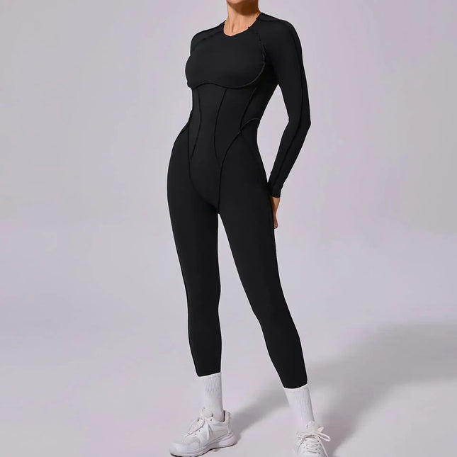 Seamless Yoga Jumpsuits Sports Fitness Splicing Hip-lifting One-Piece Hollow-out Beauty Back Gym Workout Bodysuits for Women