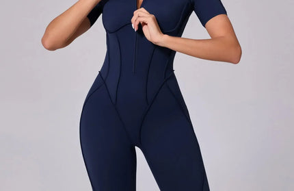 Women’s Zipper Gym Jumpsuit – Yoga & Fitness Bodysuit