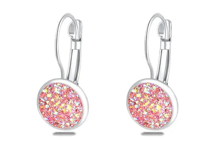 Simplee Korean Fashion Earrings with Round Stone for Women Silver Color Hanging Earing 2023 Trend Jewelry K-pop Accessories