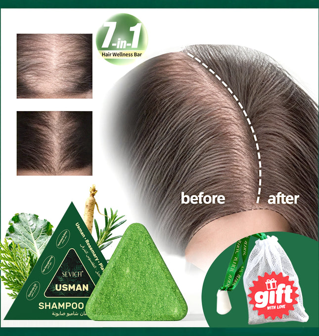 120g Usman Grass & Platycladus Shampoo Soap Strengthen Hair Root Growth Shampoo Bar Natural Herbal Hair loss treatment Hair Care