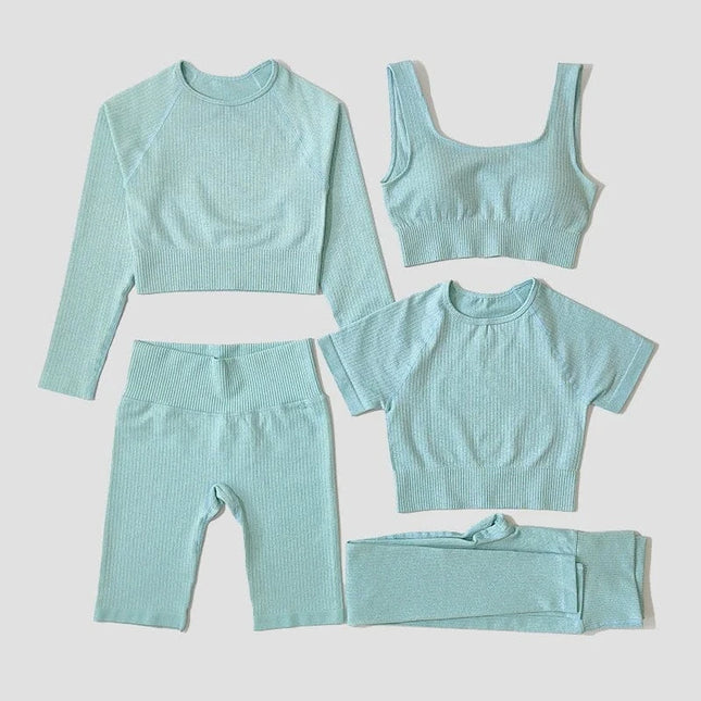 Yoga Set Seamless Women's Sportswear Workout Clothes Athletic Wear Gym Legging Fitness Bra Crop Top Long Sleeve Sports Suits