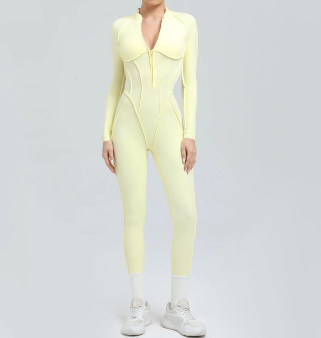 Women’s Zipper Gym Jumpsuit – Yoga & Fitness Bodysuit
