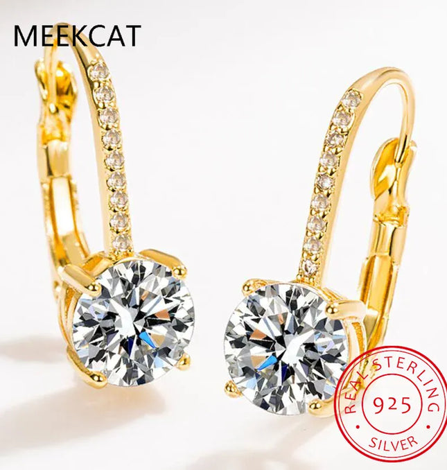 EcoWarra 18K Gold 2-Carat Moissanite Hoop Earrings – 8mm Lab Diamond Huggies in 925 Sterling Silver