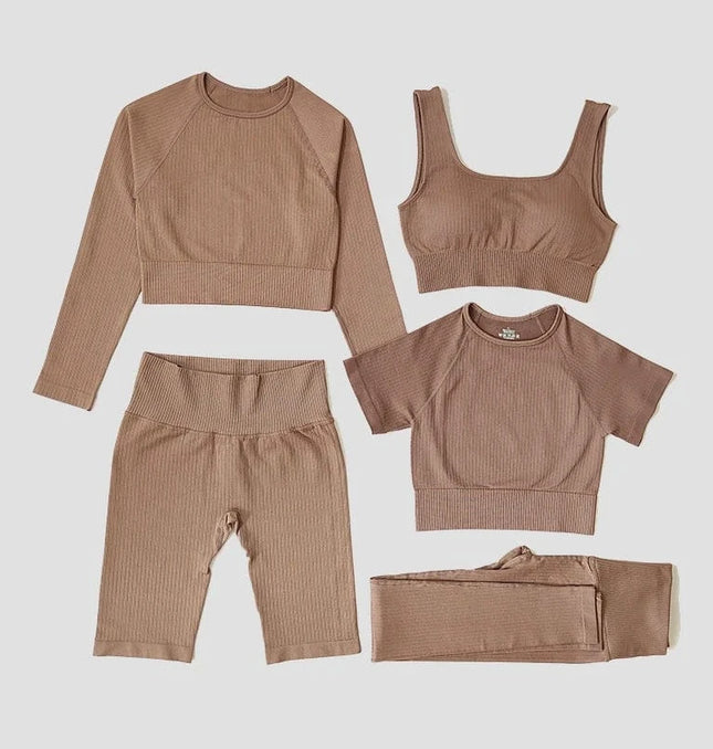 Yoga Set Seamless Women's Sportswear Workout Clothes Athletic Wear Gym Legging Fitness Bra Crop Top Long Sleeve Sports Suits