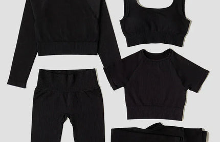 Yoga Set Seamless Women's Sportswear Workout Clothes Athletic Wear Gym Legging Fitness Bra Crop Top Long Sleeve Sports Suits