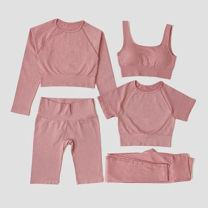 Yoga Set Seamless Women's Sportswear Workout Clothes Athletic Wear Gym Legging Fitness Bra Crop Top Long Sleeve Sports Suits