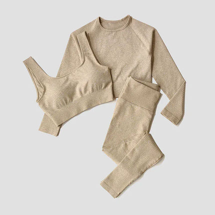 Yoga Set Seamless Women's Sportswear Workout Clothes Athletic Wear Gym Legging Fitness Bra Crop Top Long Sleeve Sports Suits