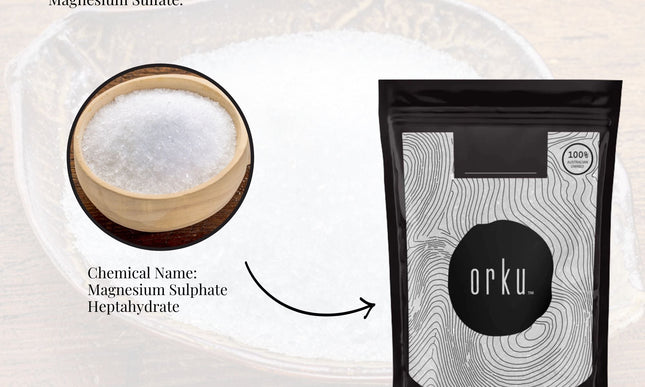 Orku Epsom Salt Magnesium Sulphate - Natural Bath Salts Skin Foot Body Care-3