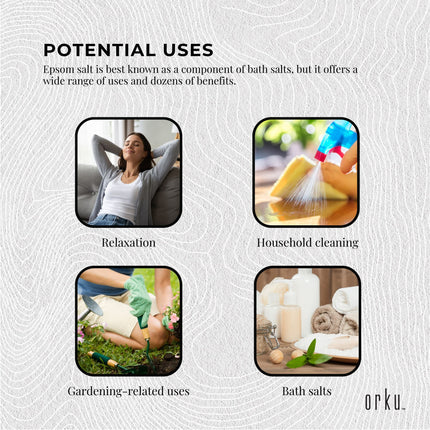 Orku Epsom Salt Magnesium Sulphate - Natural Bath Salts Skin Foot Body Care-4