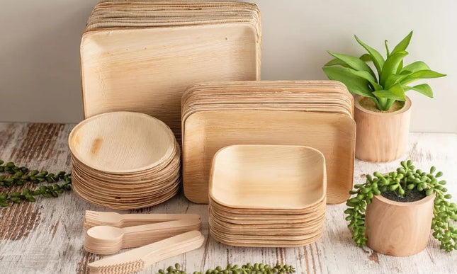 Disposable bamboo plate and Cutlery Pack