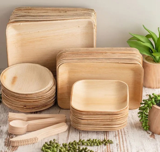 Disposable bamboo plate and Cutlery Pack