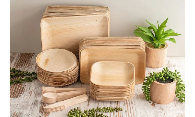 Disposable bamboo plate and Cutlery Pack