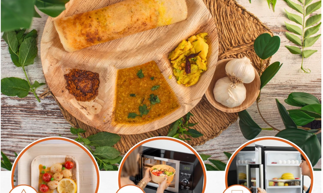 200 Disposable Leaf/Bamboo Plates and Cutlery Pack for a 25 People Eco Party