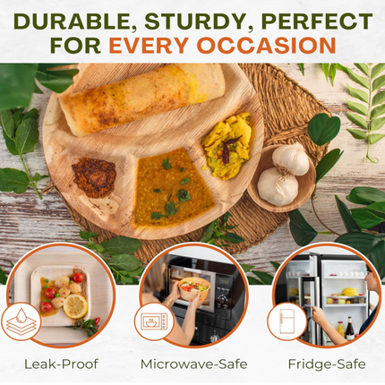 200 Disposable Leaf/Bamboo Plates and Cutlery Pack for a 25 People Eco Party