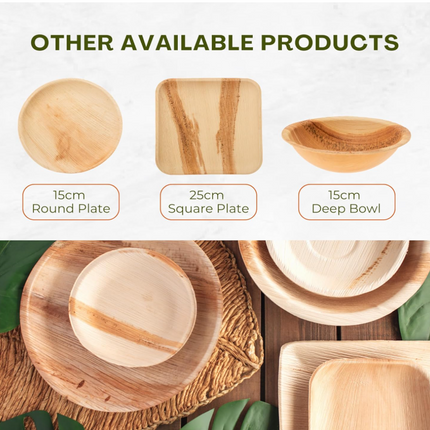 92 Disposable Leaf/Bamboo Plates and Cutlery Pack for a 10 Guest Eco Party