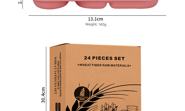 Black, Dark Grey, White, Beige Durable Eco-Friendly Wheat Straw Dinnerware Set - 24 Pieces with Plates, Bowls, Cups & Cutlery-3