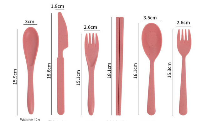 Macaron 4 Colours Durable Eco-Friendly Wheat Straw Dinnerware Set - 24 Pieces with Plates, Bowls, Cups & Cutlery-1