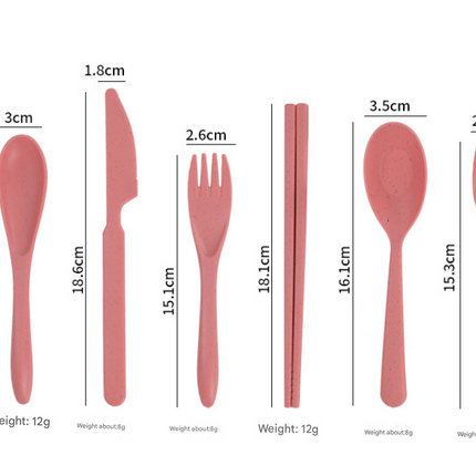 Scandinavian 4-colour Durable Eco-Friendly Wheat Straw Dinnerware Set - 24 Pieces with Plates, Bowls, Cups & Cutlery-1