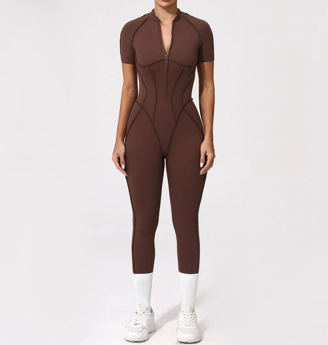 Women’s Zipper Gym Jumpsuit – Yoga & Fitness Bodysuit