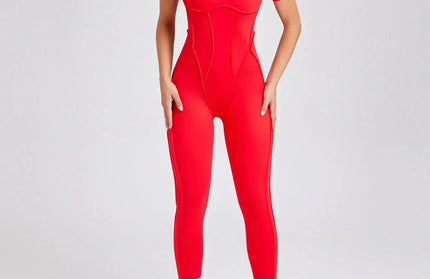 Seamless Yoga Jumpsuits Sports Fitness Splicing Hip-lifting One-Piece Hollow-out Beauty Back Gym Workout Bodysuits for Women