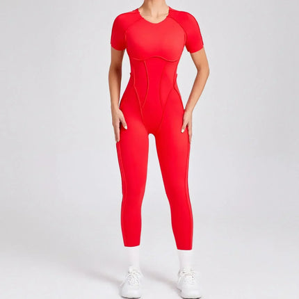 Seamless Yoga Jumpsuits Sports Fitness Splicing Hip-lifting One-Piece Hollow-out Beauty Back Gym Workout Bodysuits for Women