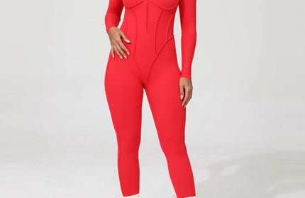 Women’s Zipper Gym Jumpsuit – Yoga & Fitness Bodysuit