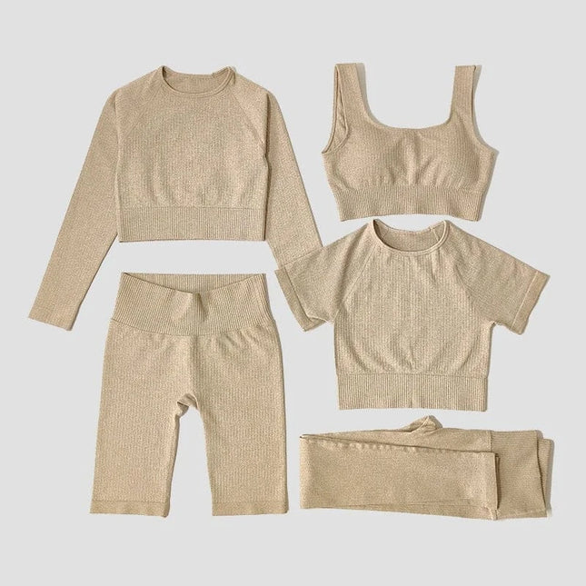 Yoga Set Seamless Women's Sportswear Workout Clothes Athletic Wear Gym Legging Fitness Bra Crop Top Long Sleeve Sports Suits