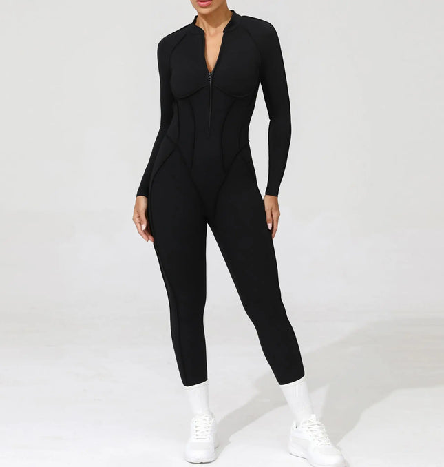 Seamless Yoga Jumpsuits Sports Fitness Zipper Hip-lifting Short-sleeved Backless Dance Workout Gym Shorts Bodysuits for Women