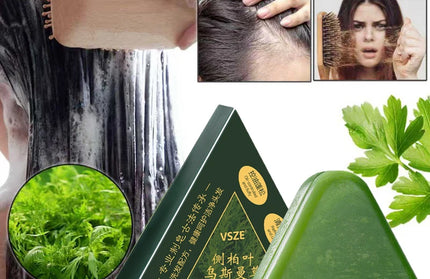 Usman Grass & Platycladus Shampoo Bar Hair Growth Natural Hair Loss Treat Strengthens Roots Control Oil Cleanses Scalp Soap 120g