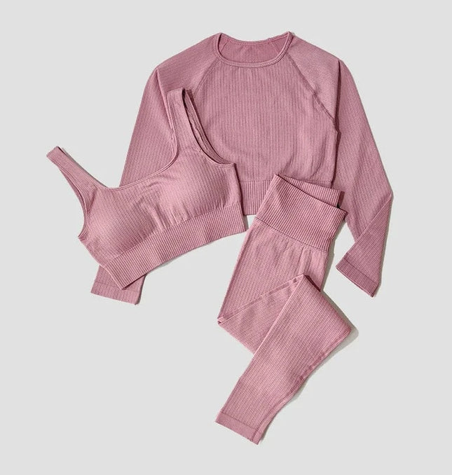 Yoga Set Seamless Women's Sportswear Workout Clothes Athletic Wear Gym Legging Fitness Bra Crop Top Long Sleeve Sports Suits