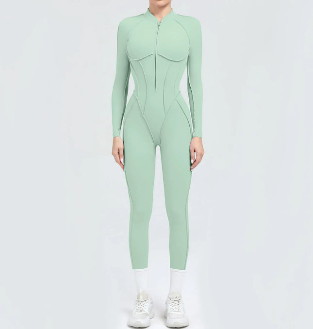Seamless Yoga Jumpsuits Sports Fitness Zipper Hip-lifting Short-sleeved Backless Dance Workout Gym Shorts Bodysuits for Women