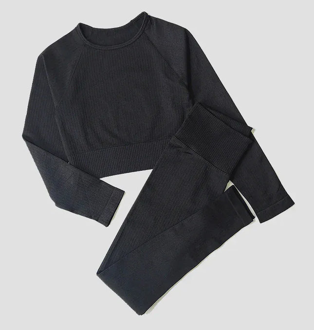 Yoga Set Seamless Women's Sportswear Workout Clothes Athletic Wear Gym Legging Fitness Bra Crop Top Long Sleeve Sports Suits
