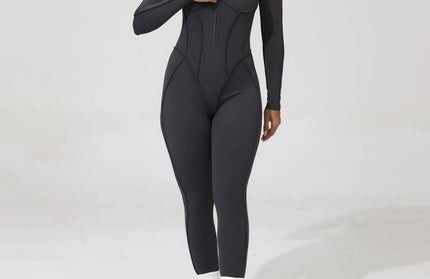 Women’s Zipper Gym Jumpsuit – Yoga & Fitness Bodysuit