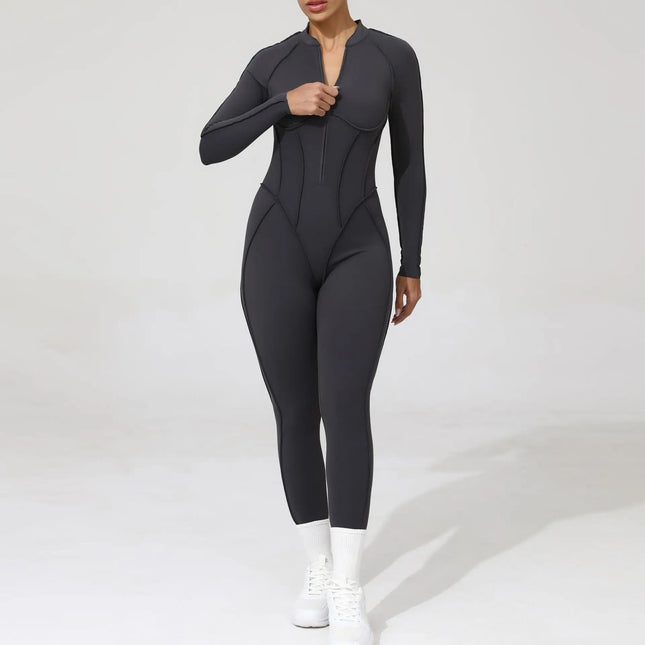 Women's tracksuit Gym Workout Sports clothes outfit zipper Jumpsuit Yoga Fitness overalls Set open Back Bodysuits suit for women