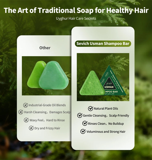 120g Usman Grass & Platycladus Shampoo Soap Strengthen Hair Root Growth Shampoo Bar Natural Herbal Hair loss treatment Hair Care