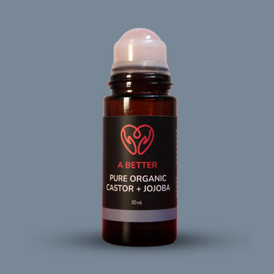Pure Organic Castor Oil and Jojoba Roll-On 50mL - Amber Glass Bottle Rose Quartz Roller