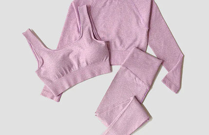 Yoga Set Seamless Women's Sportswear Workout Clothes Athletic Wear Gym Legging Fitness Bra Crop Top Long Sleeve Sports Suits