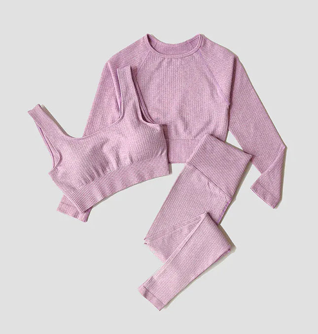 Yoga Set Seamless Women's Sportswear Workout Clothes Athletic Wear Gym Legging Fitness Bra Crop Top Long Sleeve Sports Suits