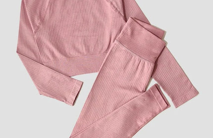 Yoga Set Seamless Women's Sportswear Workout Clothes Athletic Wear Gym Legging Fitness Bra Crop Top Long Sleeve Sports Suits