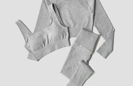 Yoga Set Seamless Women's Sportswear Workout Clothes Athletic Wear Gym Legging Fitness Bra Crop Top Long Sleeve Sports Suits