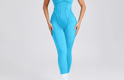 Seamless Yoga Jumpsuits Sports Fitness Splicing Hip-lifting One-Piece Hollow-out Beauty Back Gym Workout Bodysuits for Women
