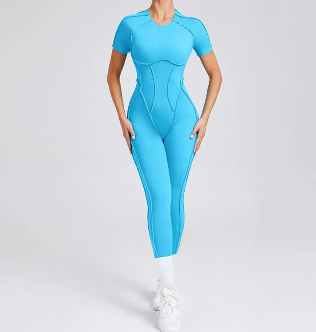 Seamless Yoga Jumpsuits Sports Fitness Splicing Hip-lifting One-Piece Hollow-out Beauty Back Gym Workout Bodysuits for Women