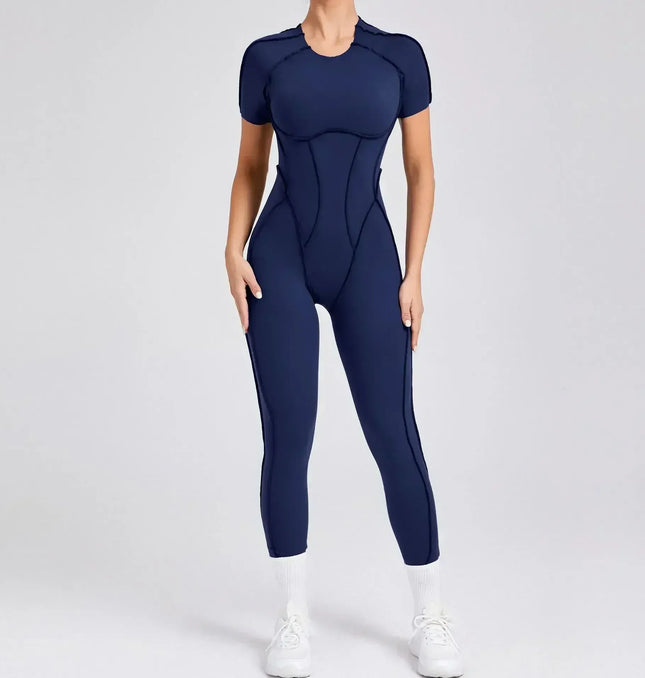 Seamless Yoga Jumpsuits Sports Fitness Splicing Hip-lifting One-Piece Hollow-out Beauty Back Gym Workout Bodysuits for Women