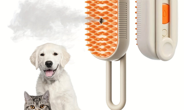 3-in-1 Rechargeable Steam Pet Brush for Cats & Dogs-1