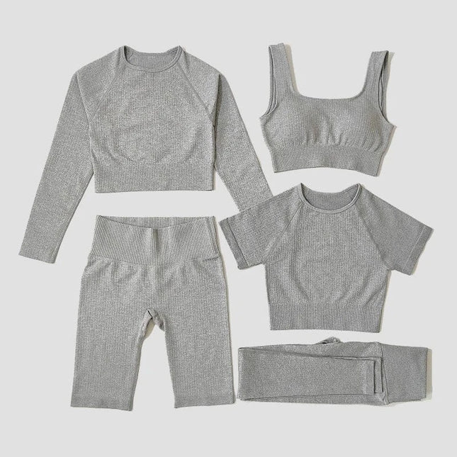 Yoga Set Seamless Women's Sportswear Workout Clothes Athletic Wear Gym Legging Fitness Bra Crop Top Long Sleeve Sports Suits