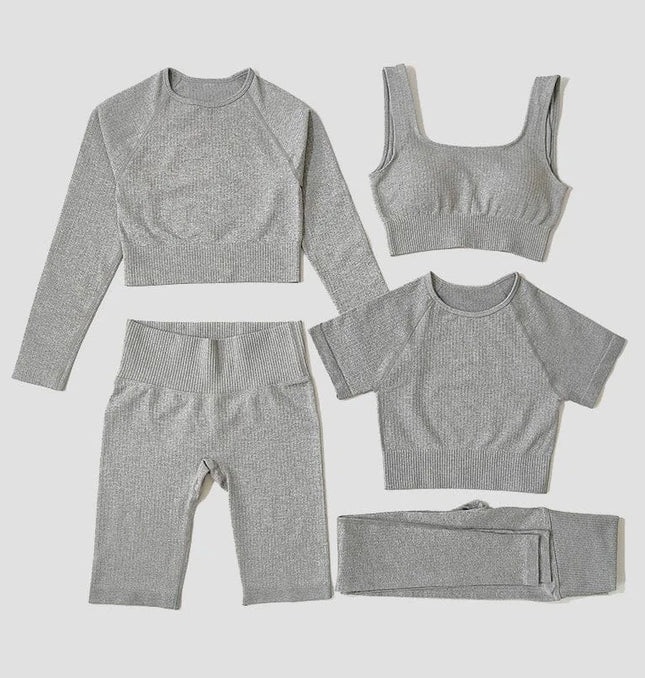 Yoga Set Seamless Women's Sportswear Workout Clothes Athletic Wear Gym Legging Fitness Bra Crop Top Long Sleeve Sports Suits