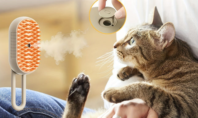 3-in-1 Rechargeable Steam Pet Brush for Cats & Dogs-2