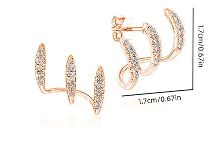 EcoWarra Exquisite Silver Color Claws Stud Earrings with Crystal AAA CZ Stone Modern Design Fashion Versatile Accessories Women Jewelry